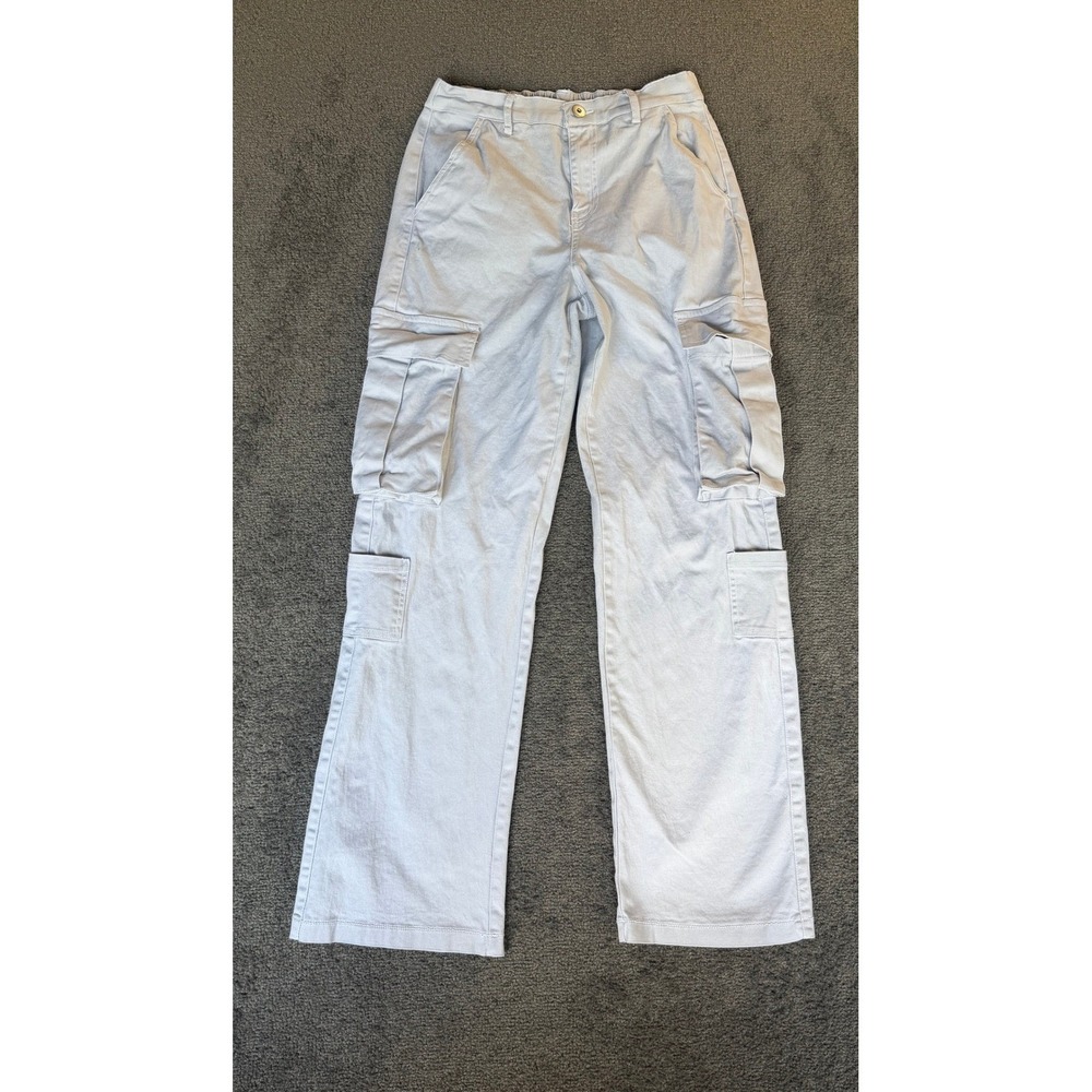 Orange Kiss Essentials Light Blue High Rise Cargo Pants Women Small Straight Leg